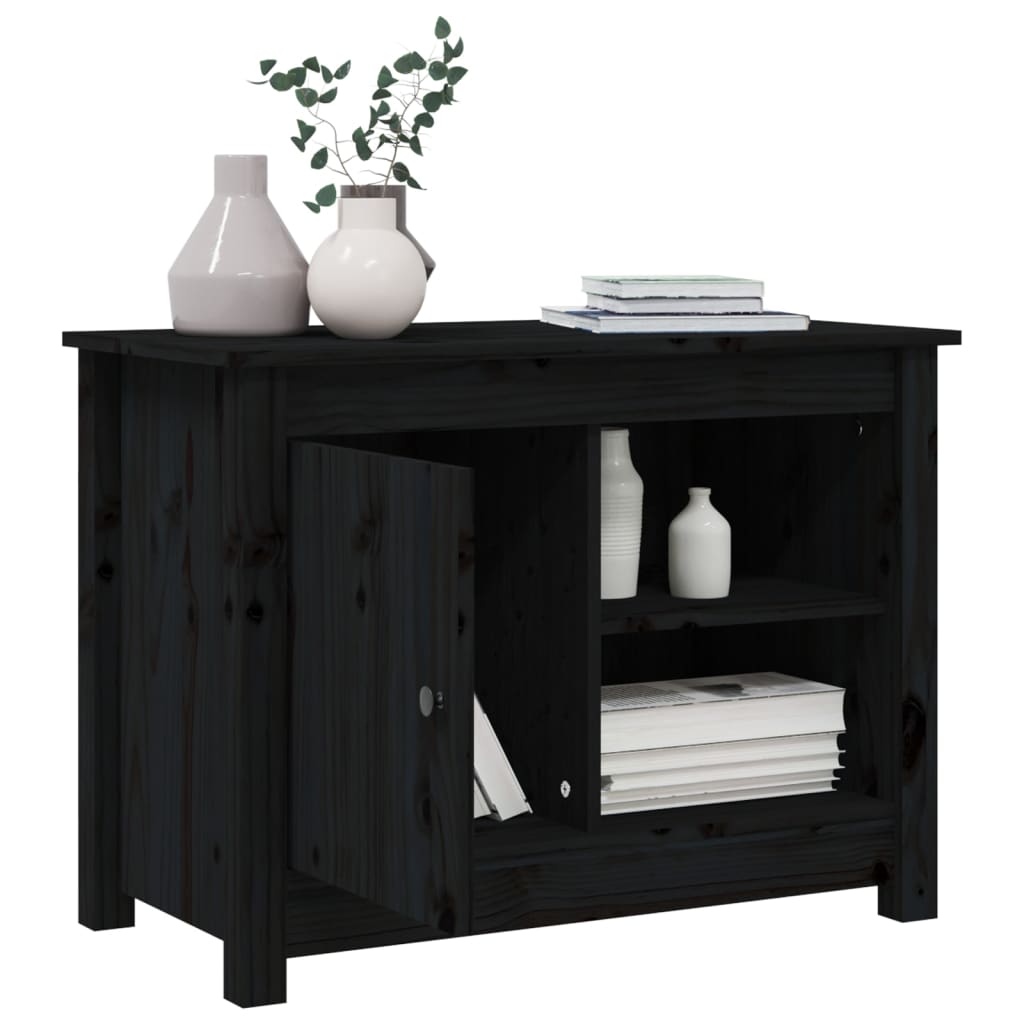 TV Cabinet Black 70x36.5x52 cm Solid Wood Pine