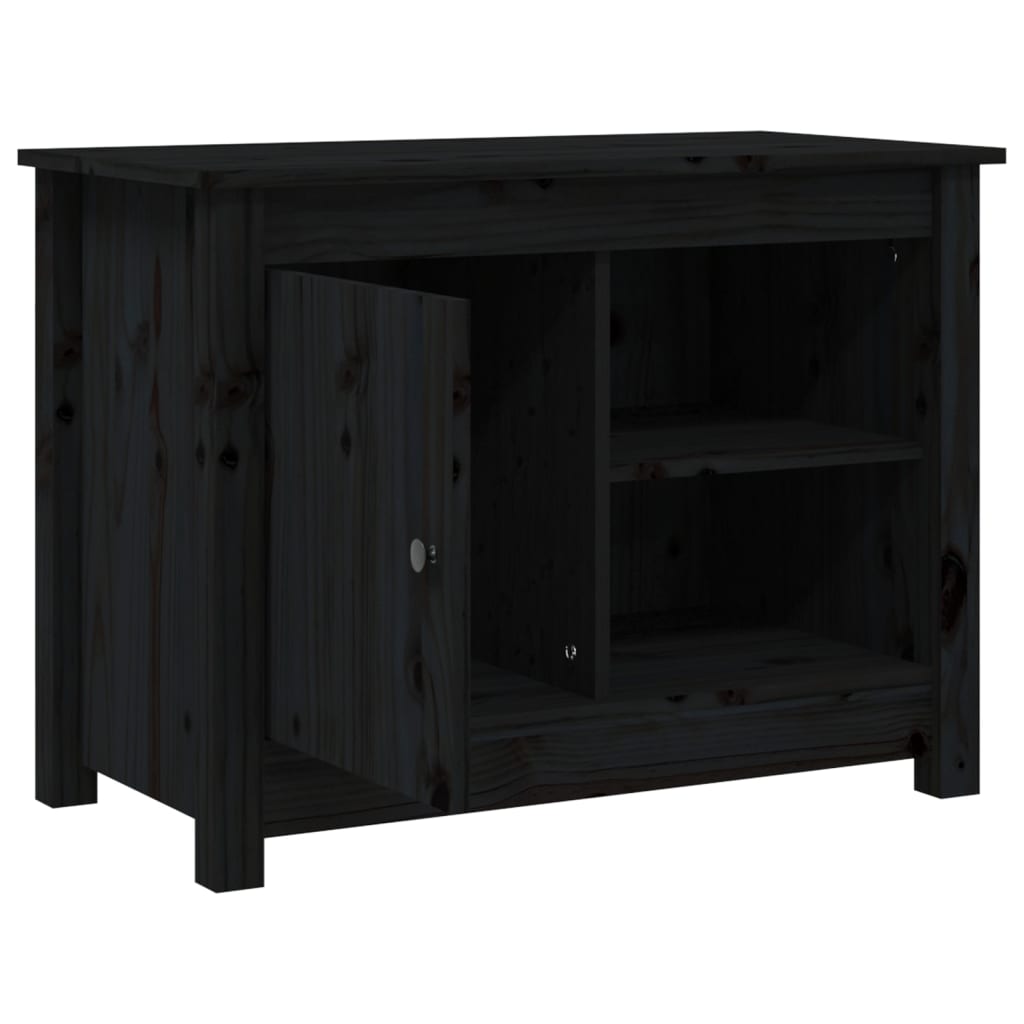 TV Cabinet Black 70x36.5x52 cm Solid Wood Pine