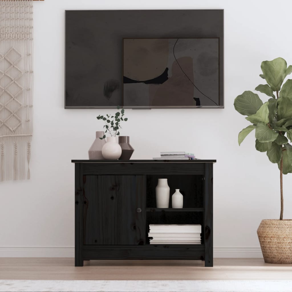 TV Cabinet Black 70x36.5x52 cm Solid Wood Pine
