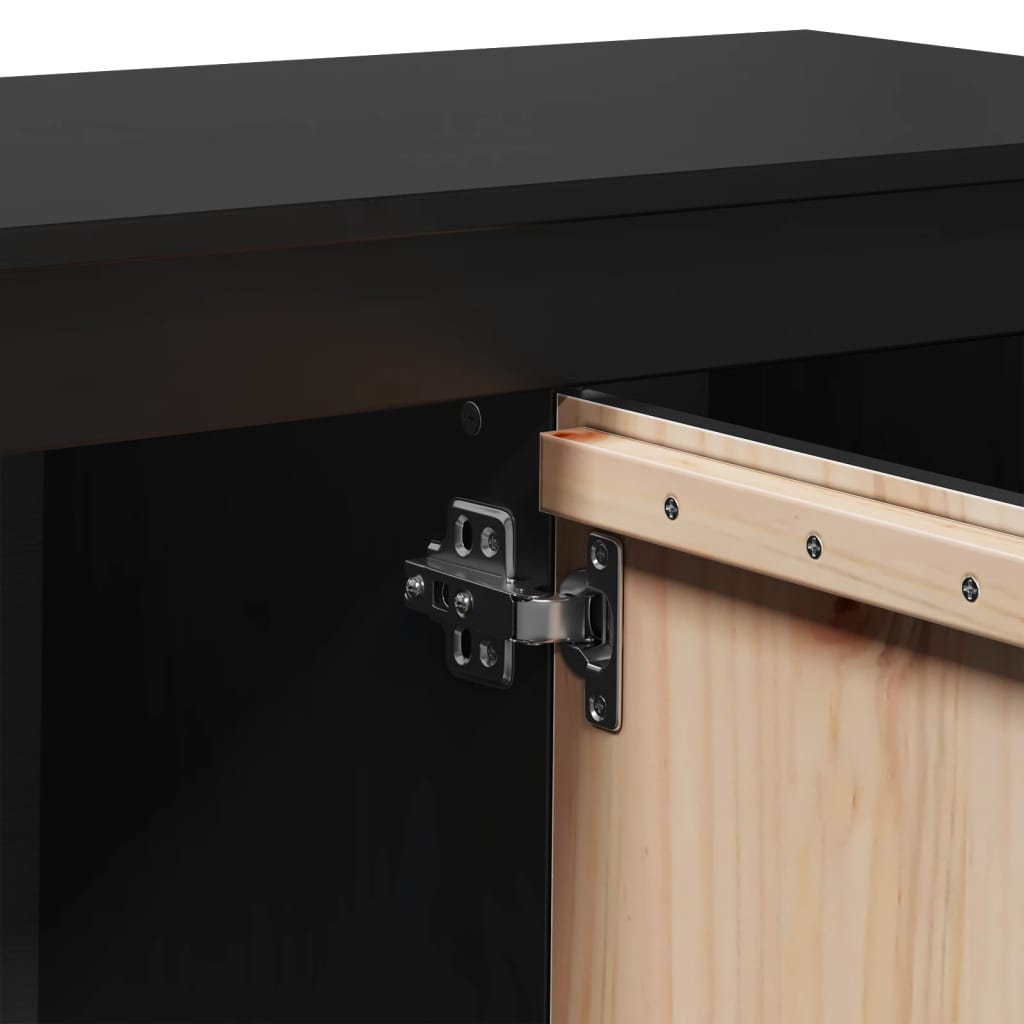TV Cabinet Black 103x36.5x52 cm Solid Wood Pine