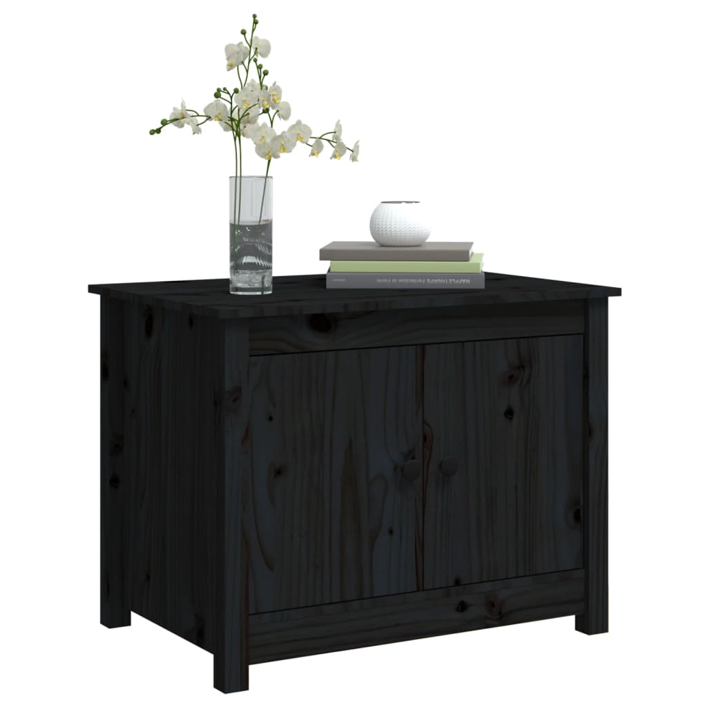 Coffee Table Black 71x49x55 cm Solid Wood Pine