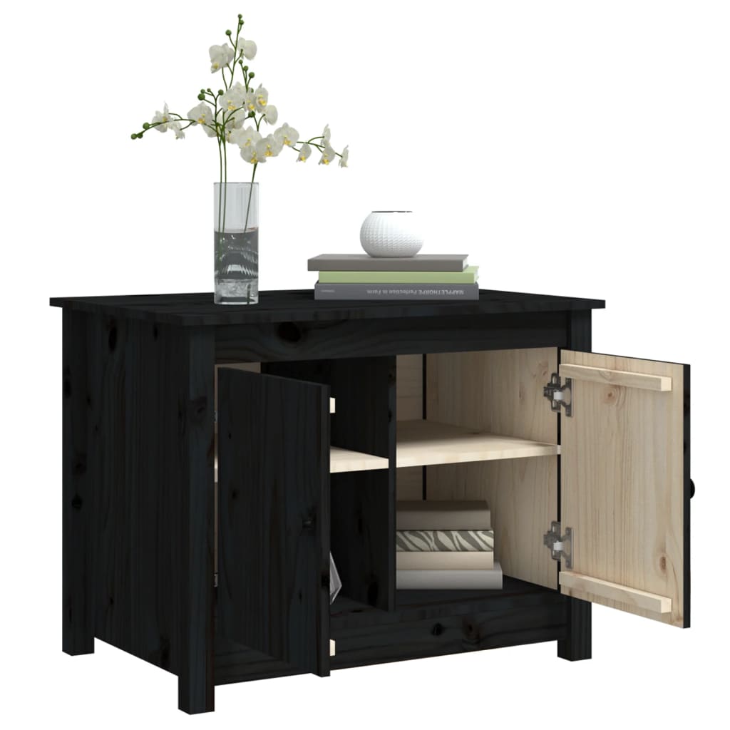 Coffee Table Black 71x49x55 cm Solid Wood Pine