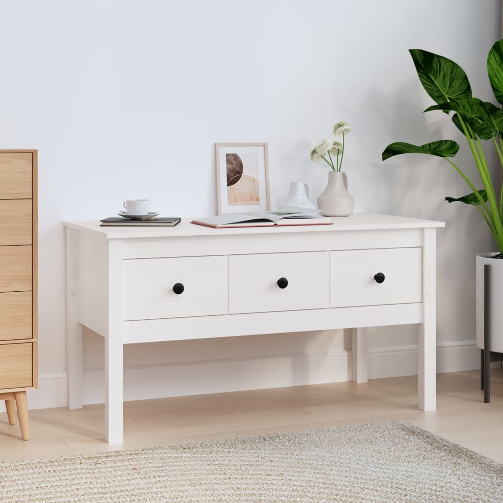 Coffee Table White 102x49x55 cm Solid Wood Pine
