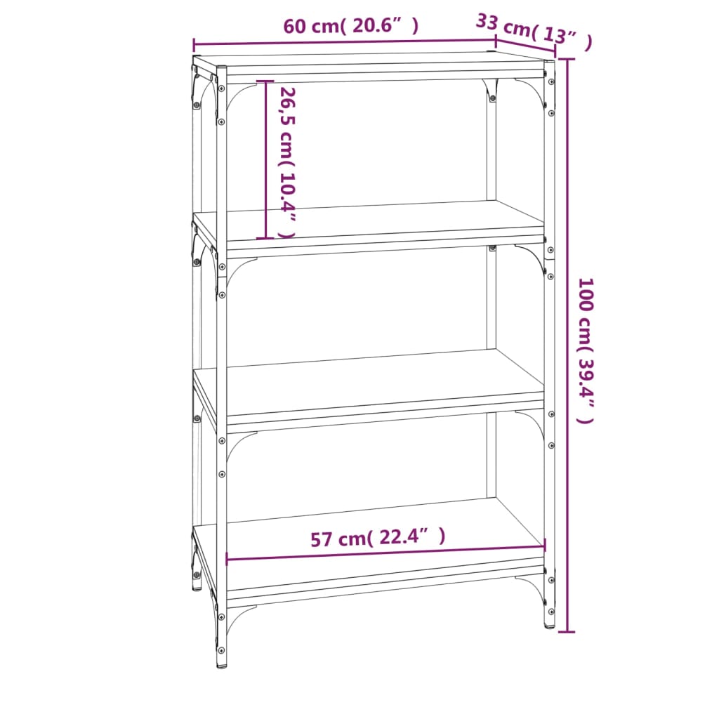 Book Cabinet Smoked Oak 60x33x100 cm Engineered Wood and Steel