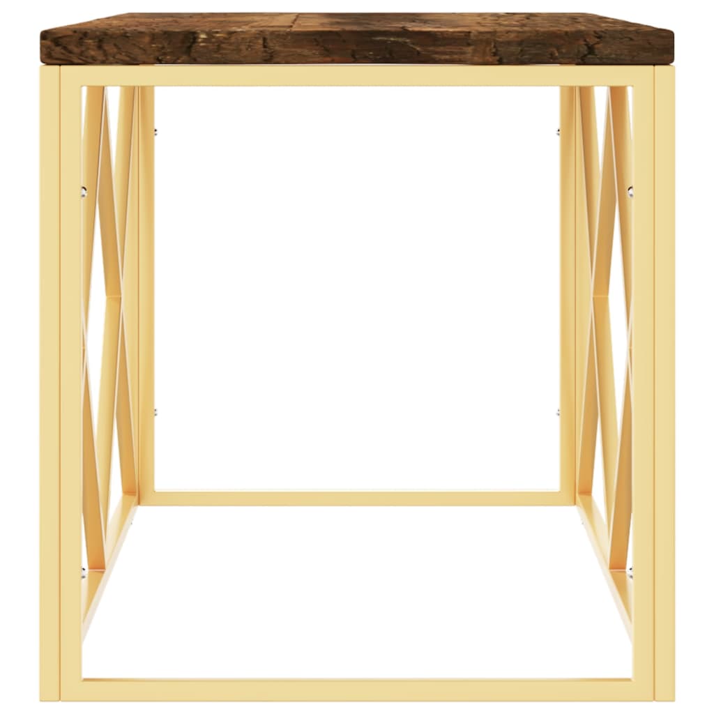 Coffee Table Stainless Steel and Solid Wood Reclaimed