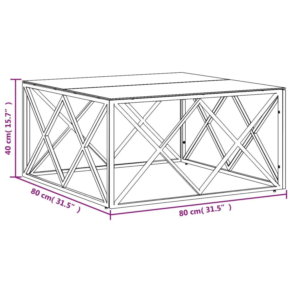 Coffee Table Gold 80x80x40 cm Stainless Steel and Glass