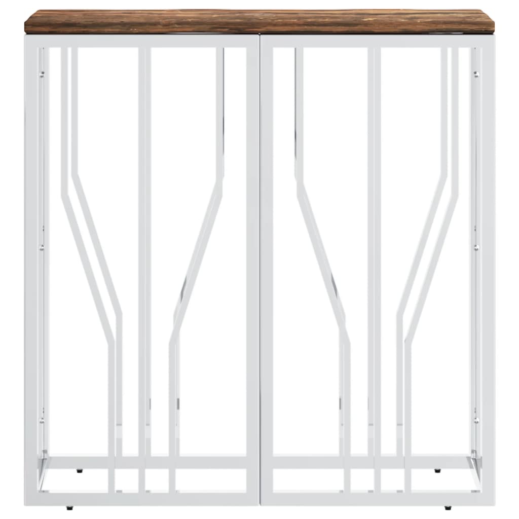 Console Table Silver Stainless Steel and Solid Wood Reclaimed