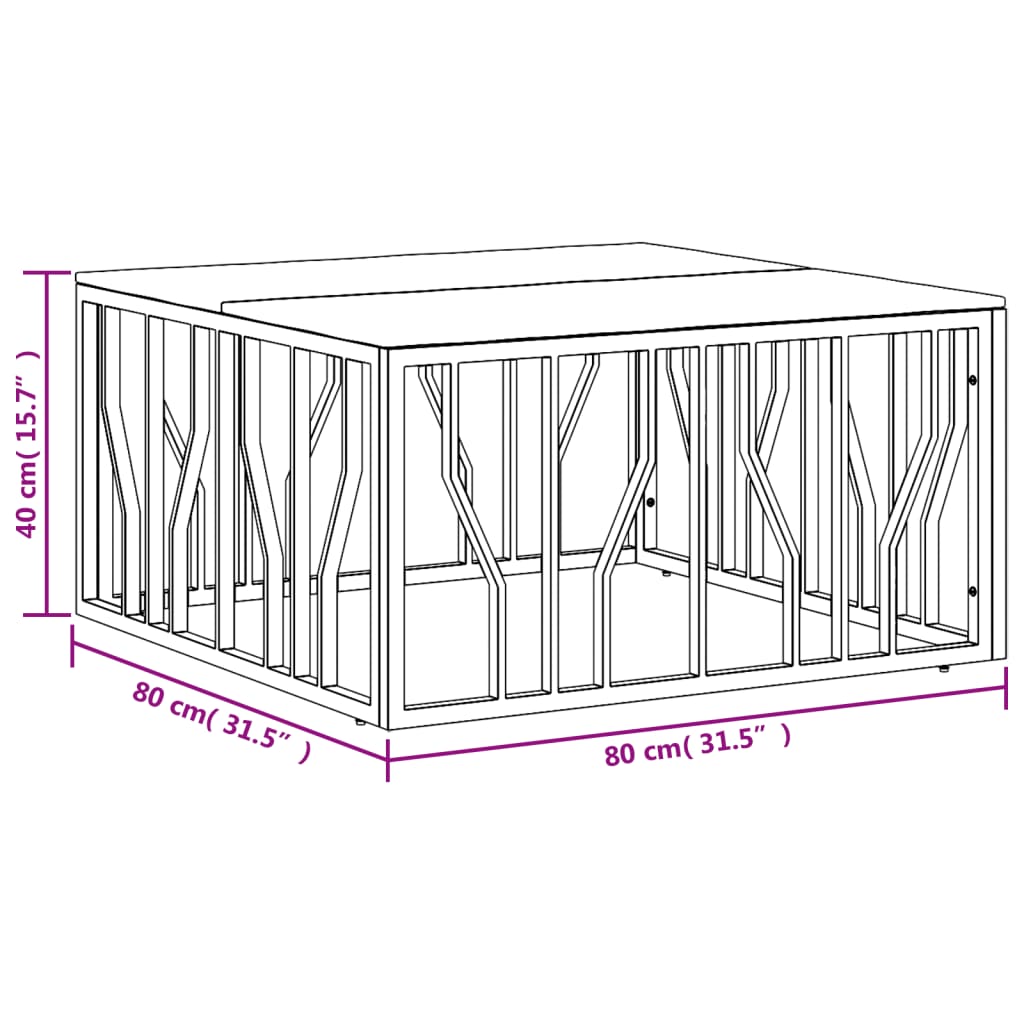 Coffee Table Silver Stainless Steel and Solid Wood Reclaimed