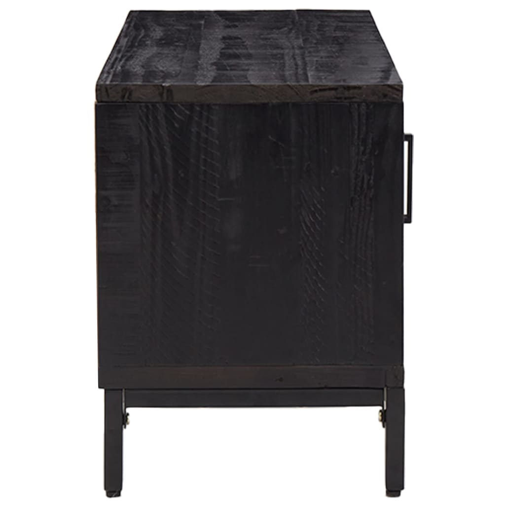 TV Cabinet Black 110x35x48 cm Solid Pinewood