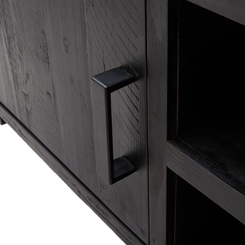 TV Cabinet Black 110x35x48 cm Solid Pinewood
