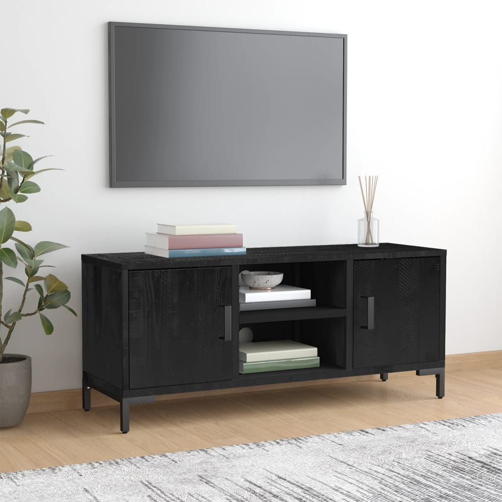 TV Cabinet Black 110x35x48 cm Solid Pinewood