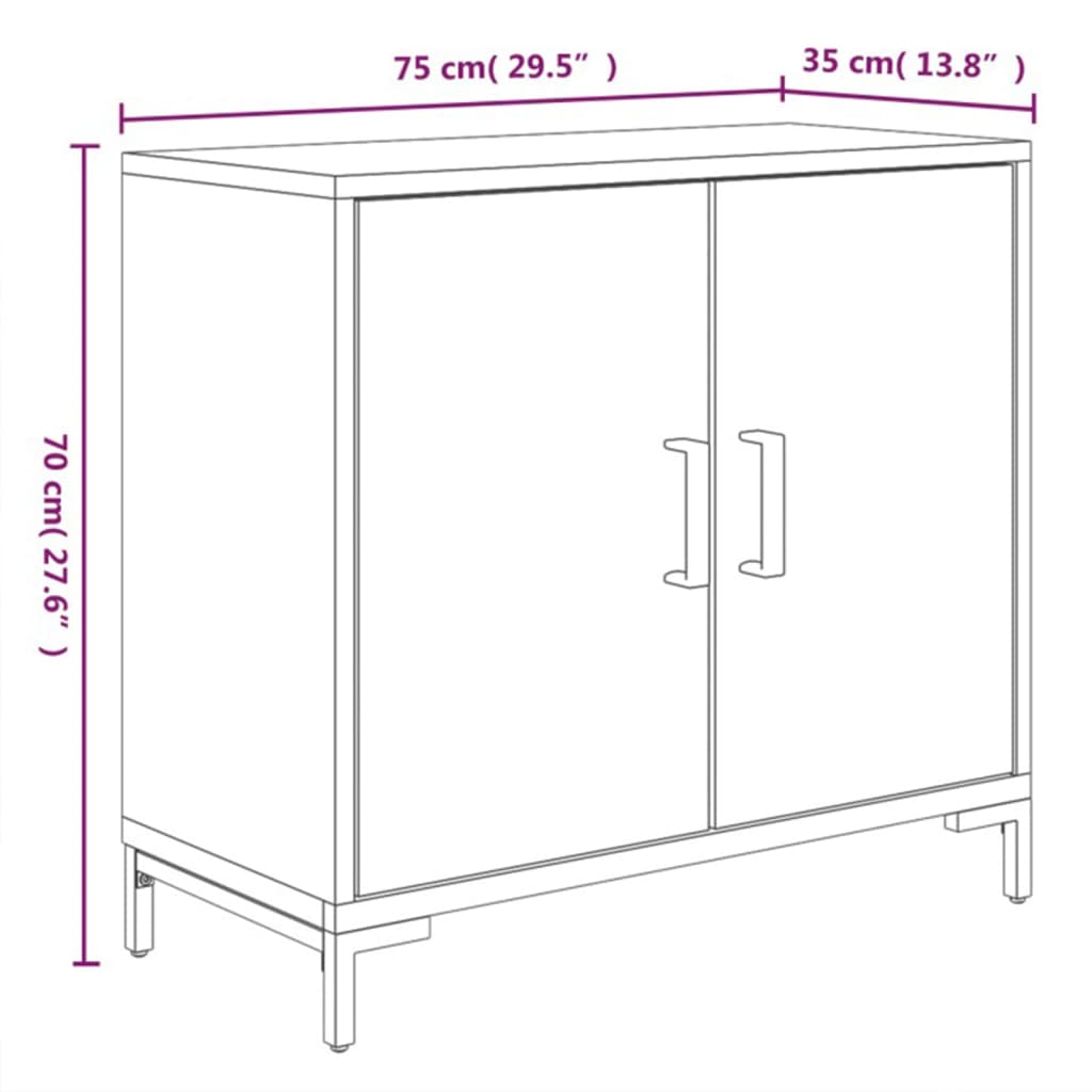 Sideboard Black 75x35x70 cm Solid Pinewood