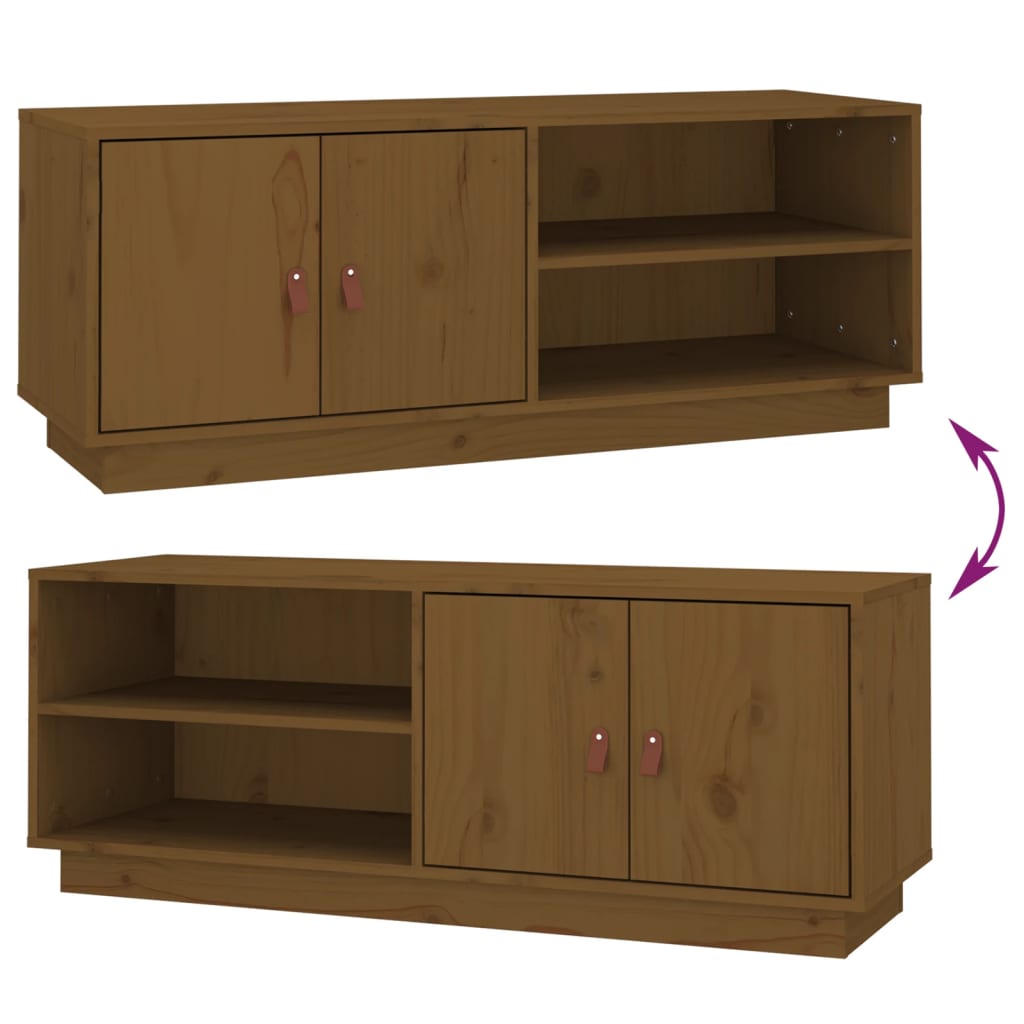 TV Cabinet Honey Brown 105x34x40 cm Solid Wood Pine