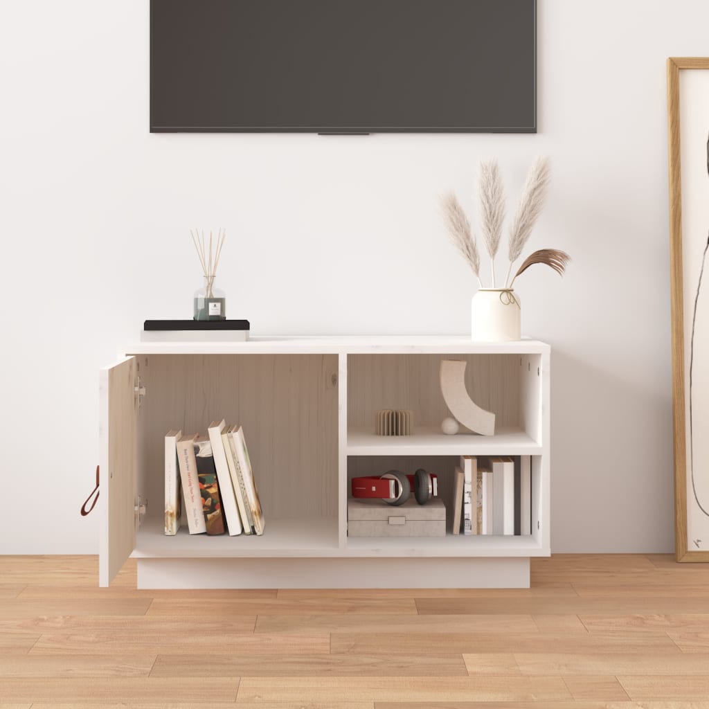 TV Cabinet White 70x34x40 cm Solid Wood Pine