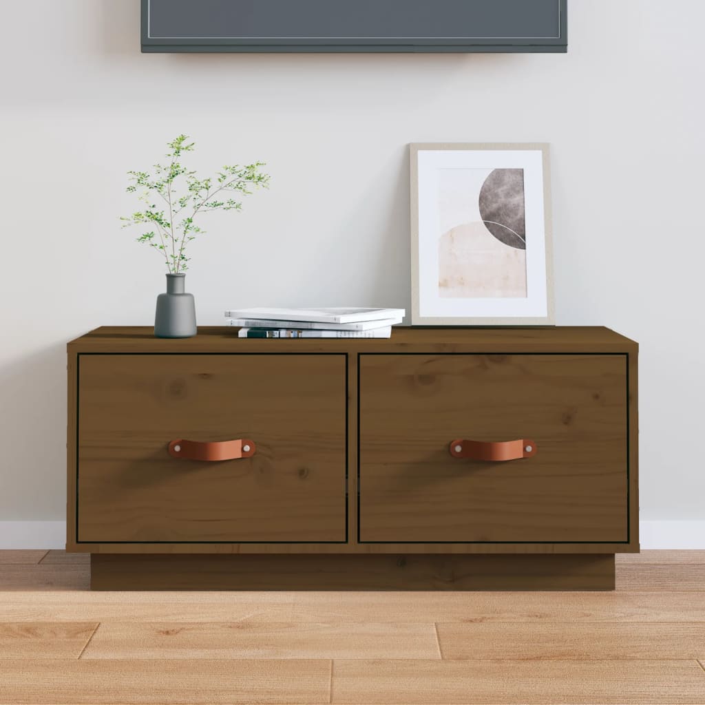 TV Cabinet Honey Brown 80x34x35 cm Solid Wood Pine