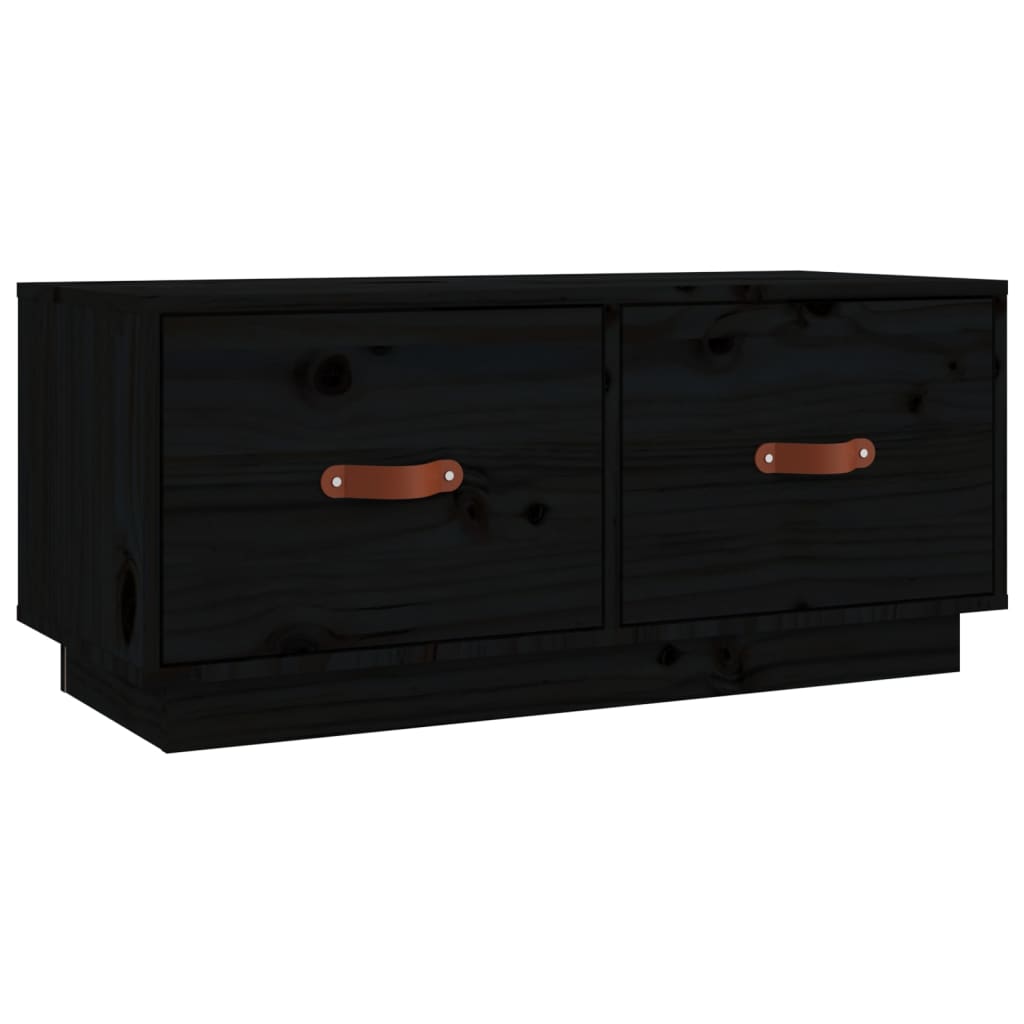 TV Cabinet Black 80x34x35 cm Solid Wood Pine