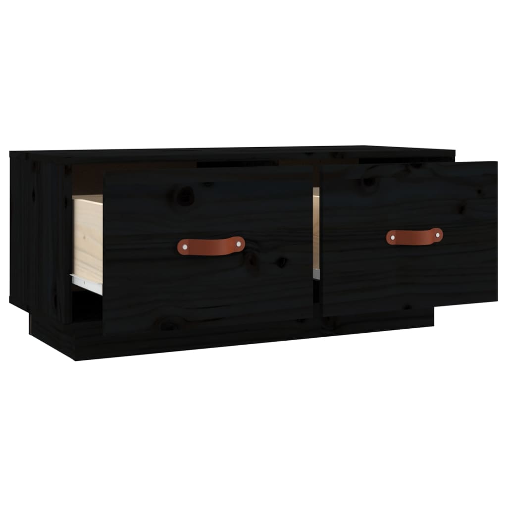 TV Cabinet Black 80x34x35 cm Solid Wood Pine