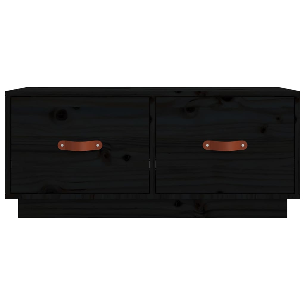 TV Cabinet Black 80x34x35 cm Solid Wood Pine
