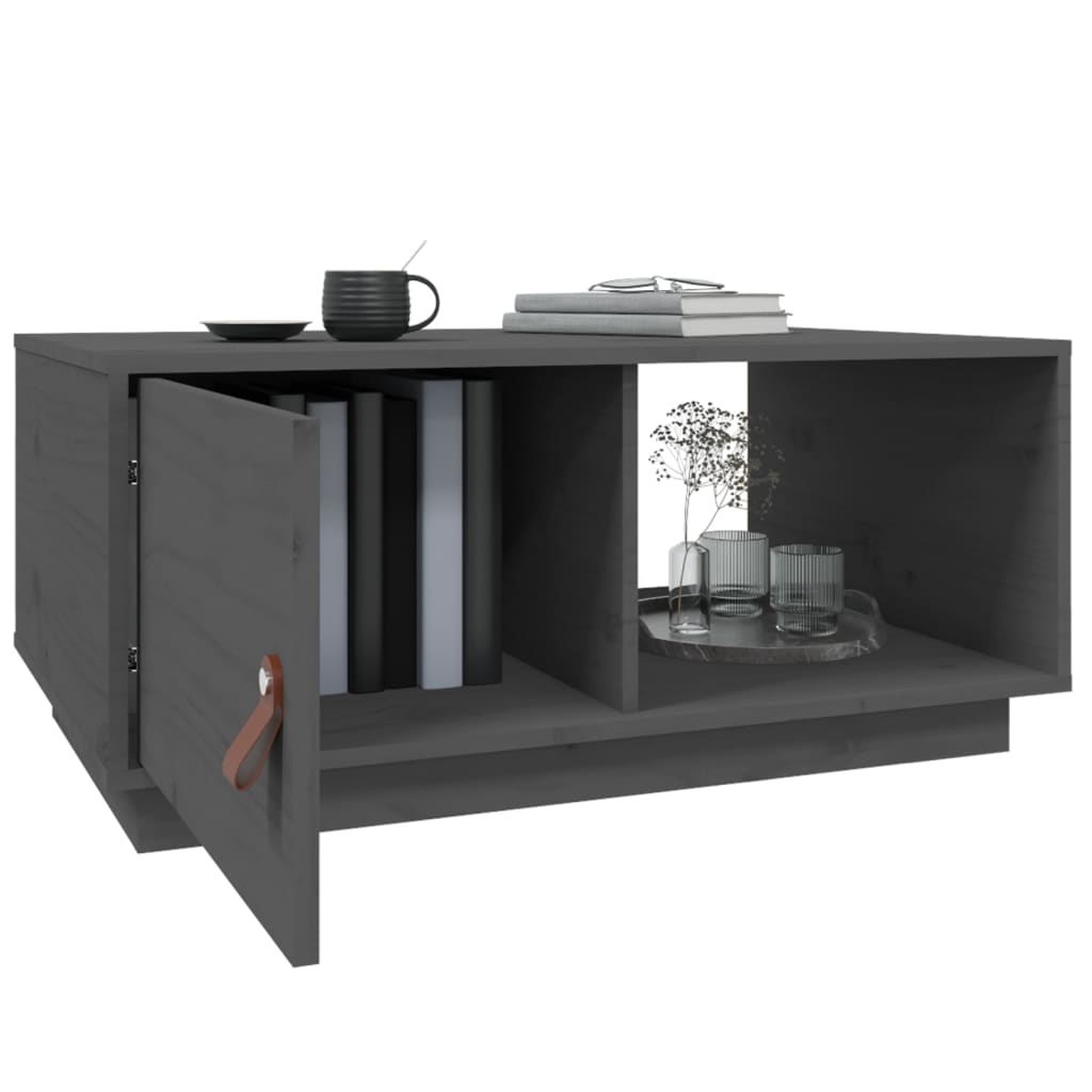 Coffee Table Grey 80x50x35.5 cm Solid Wood Pine