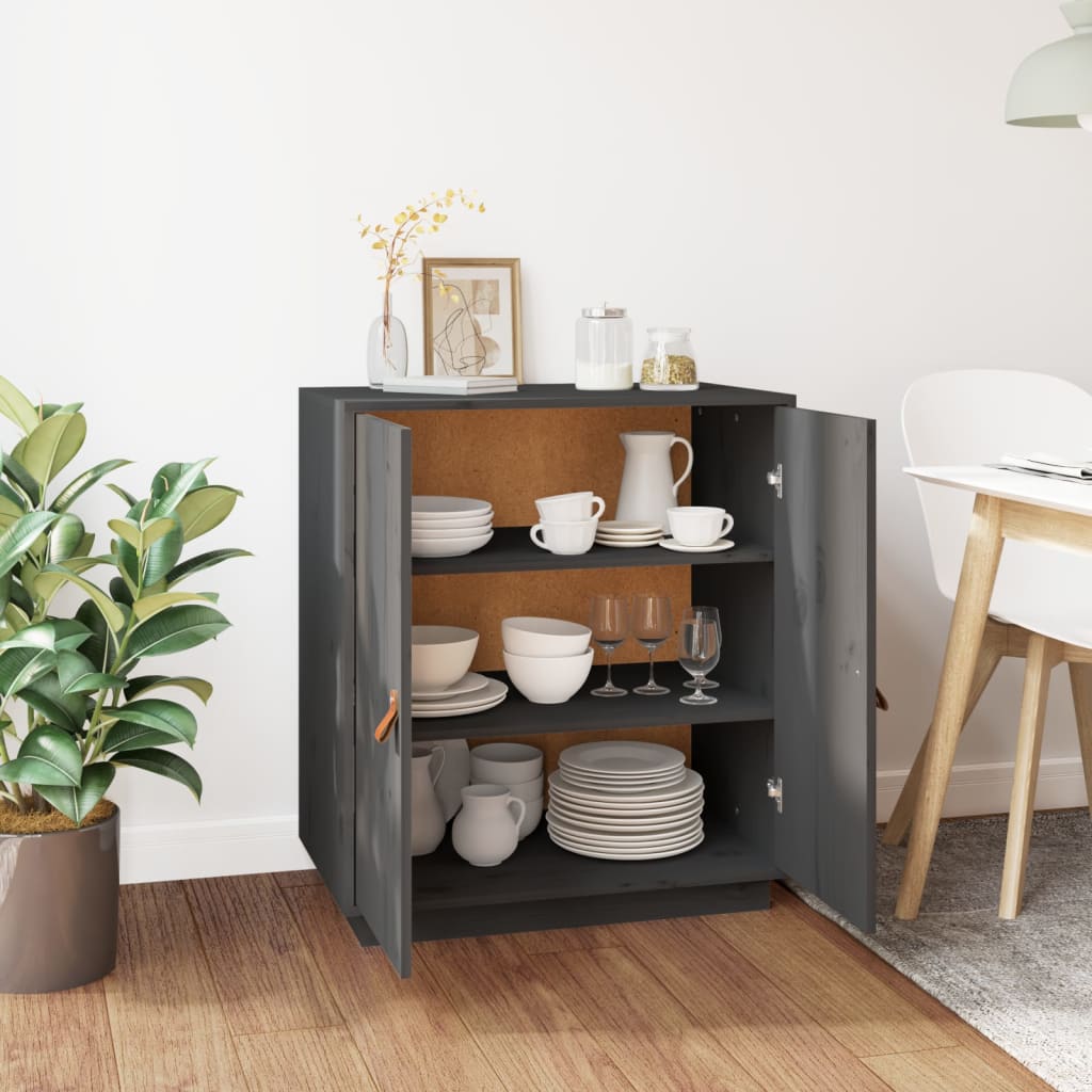 Sideboard Grey 65,5x40x75 cm Solid Wood Pine