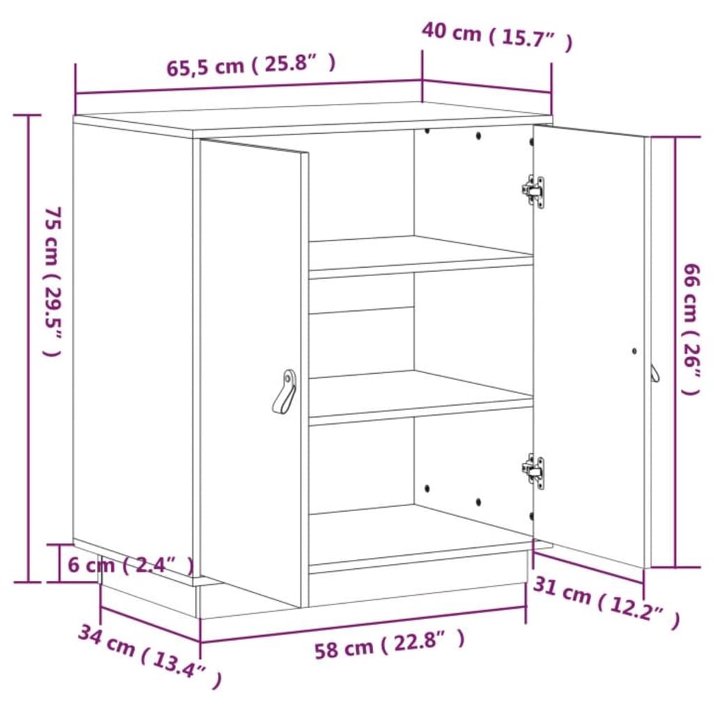 Sideboard Grey 65,5x40x75 cm Solid Wood Pine