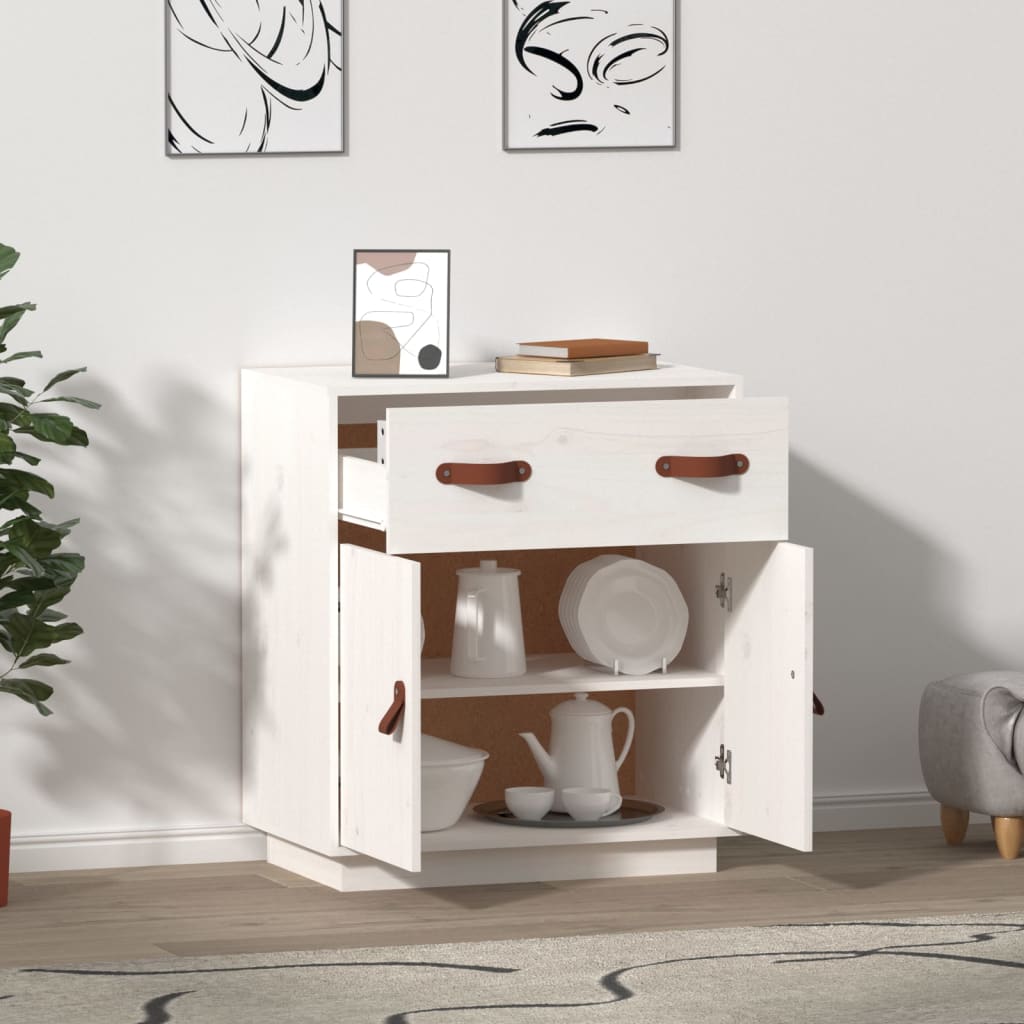 Sideboard White 65.5x40x75 cm Solid Wood Pine