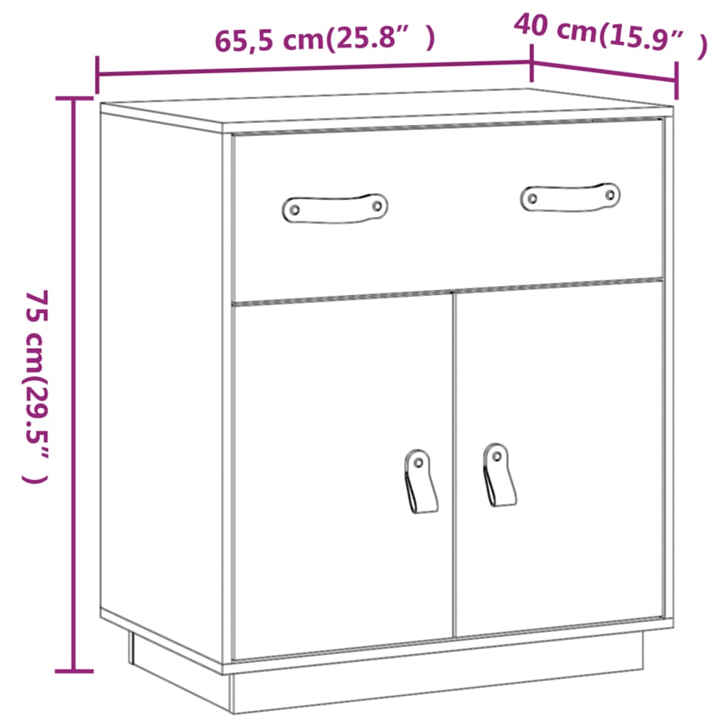 Sideboard Grey 65.5x40x75 cm Solid Wood Pine