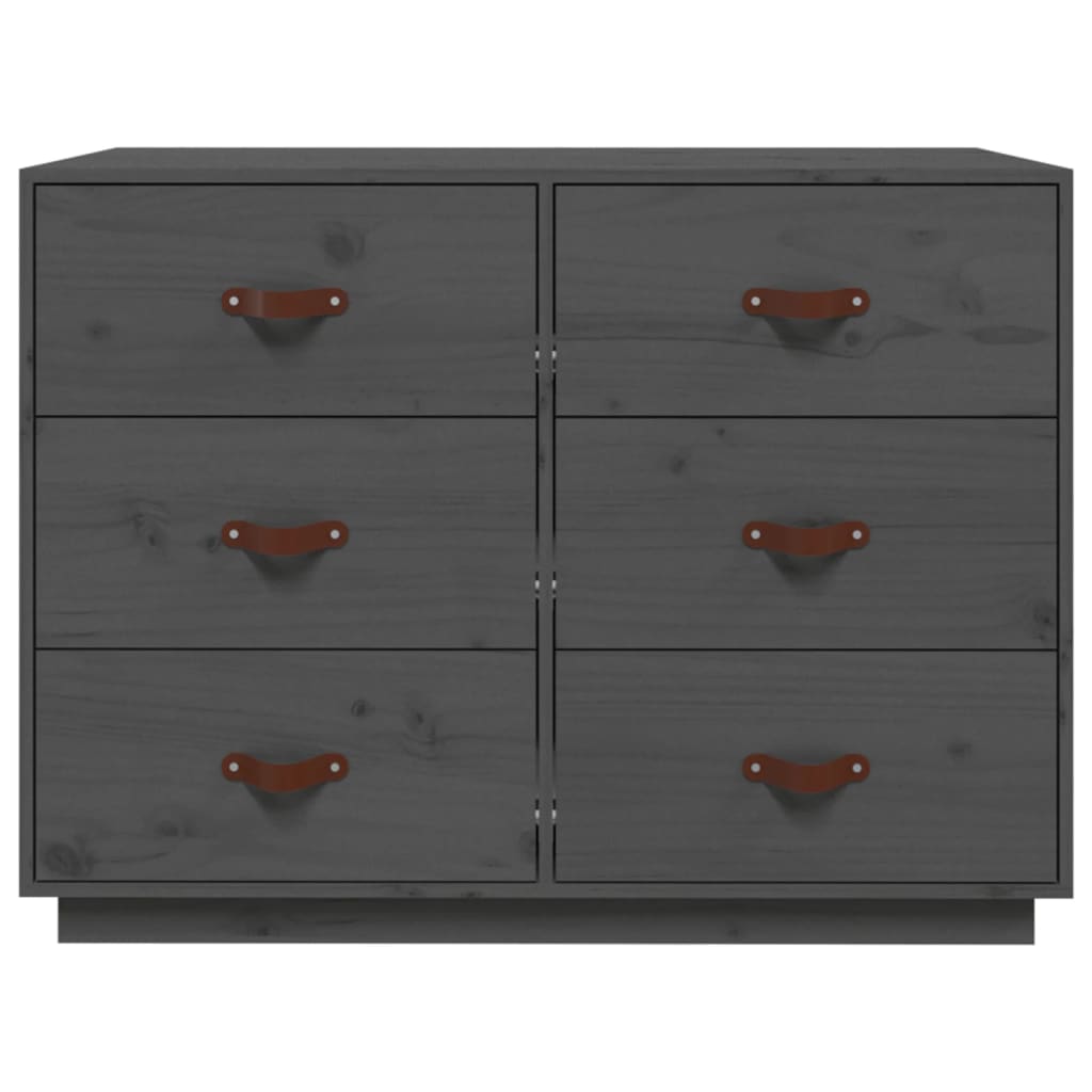 Sideboard Grey 100x40x75 cm Solid Wood Pine