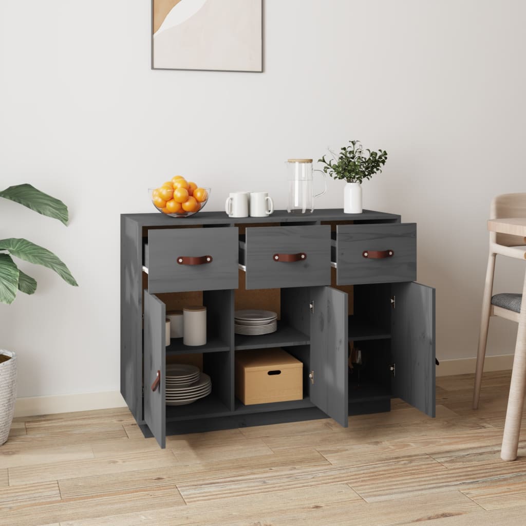 Sideboard Grey 100x40x75 cm Solid Wood Pine