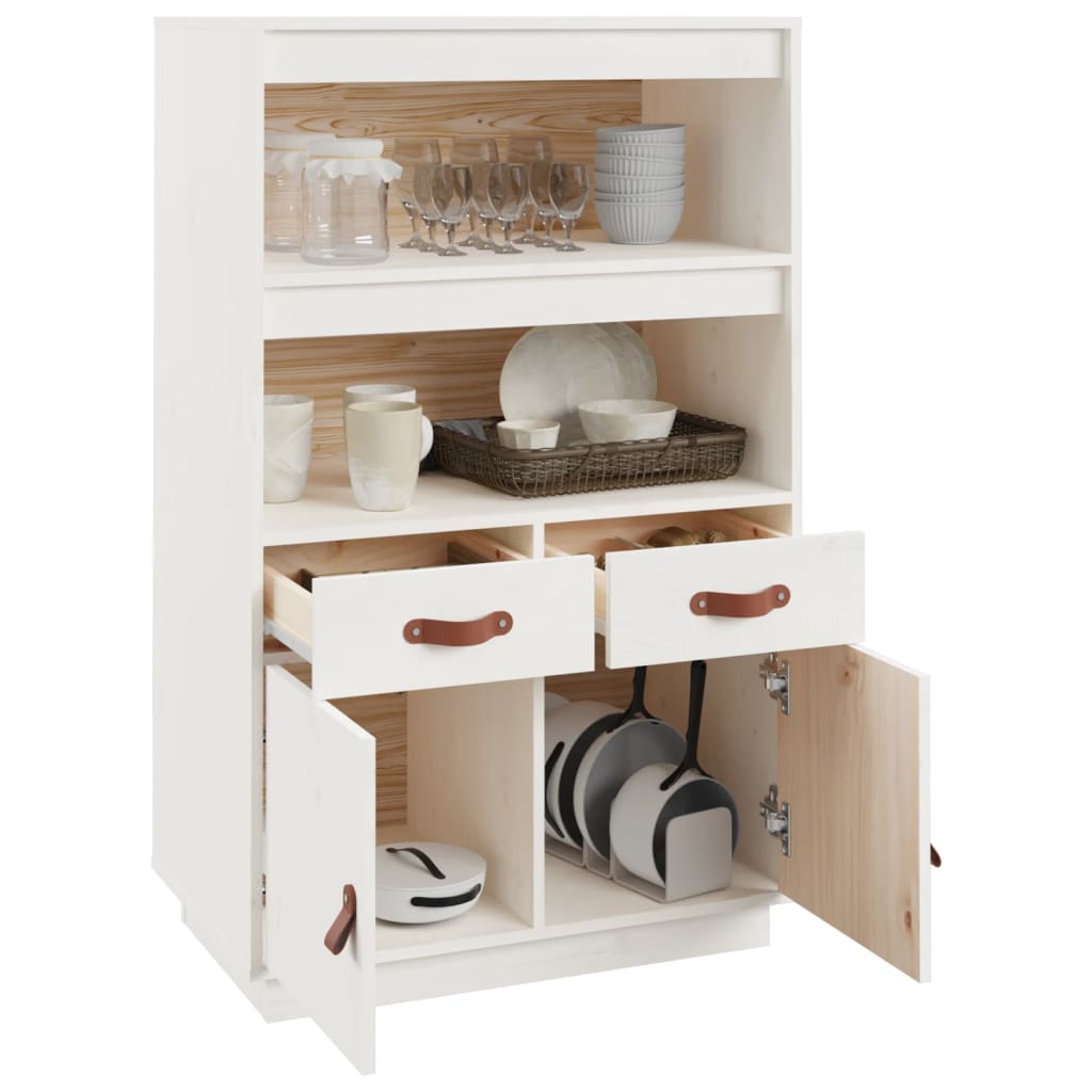 Highboard White 67x40x108.5 cm Solid Wood Pine