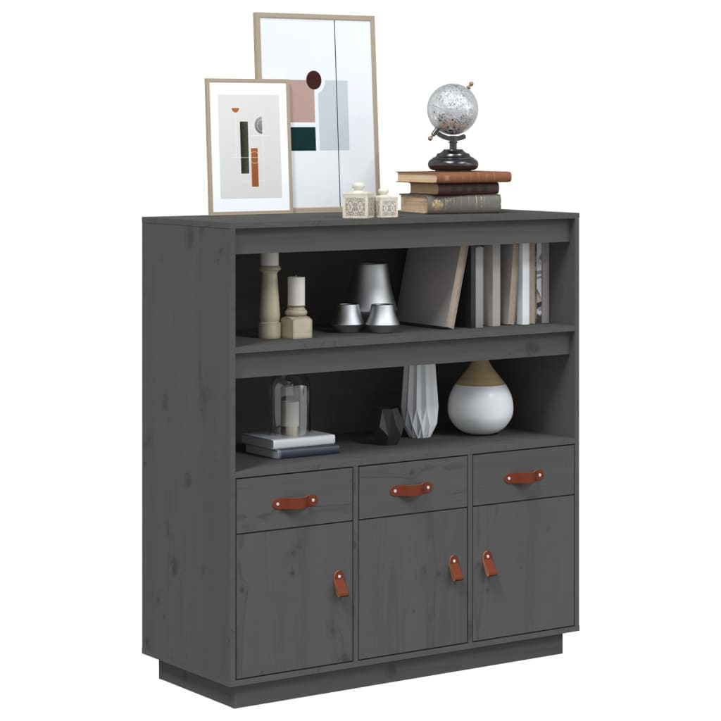 Highboard Grey 100x40x108.5 cm Solid Wood Pine