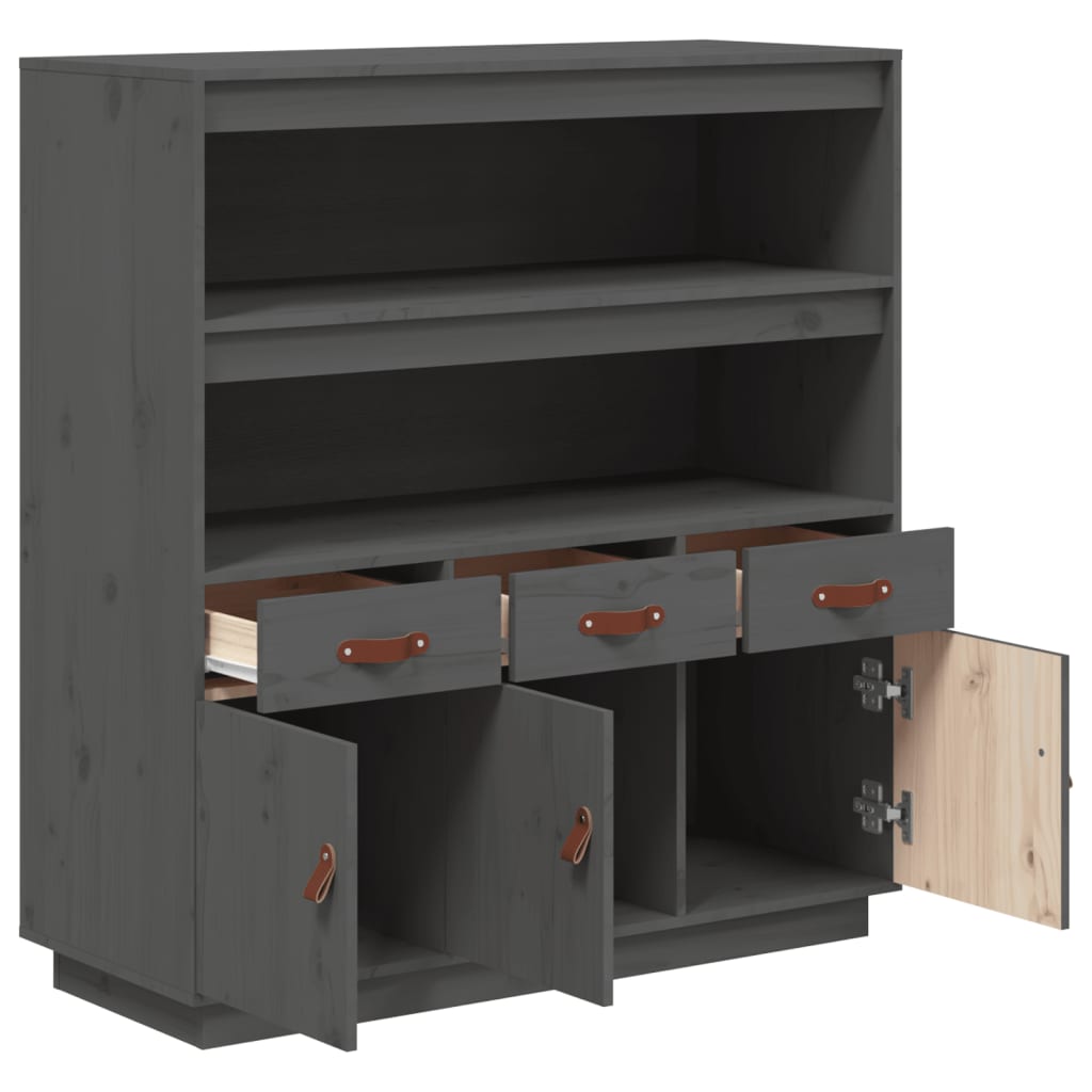 Highboard Grey 100x40x108.5 cm Solid Wood Pine