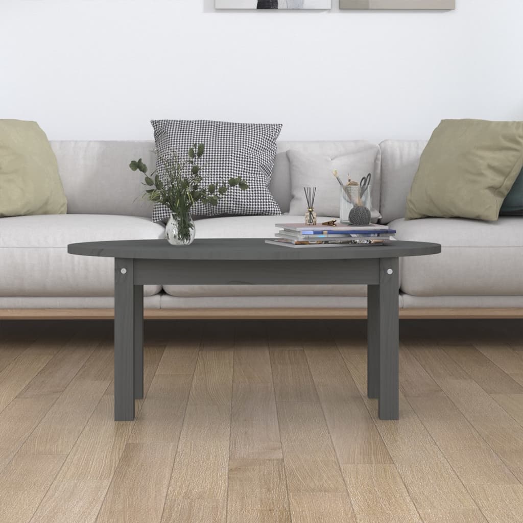Coffee Table Grey 80x40x35 cm Solid Wood Pine