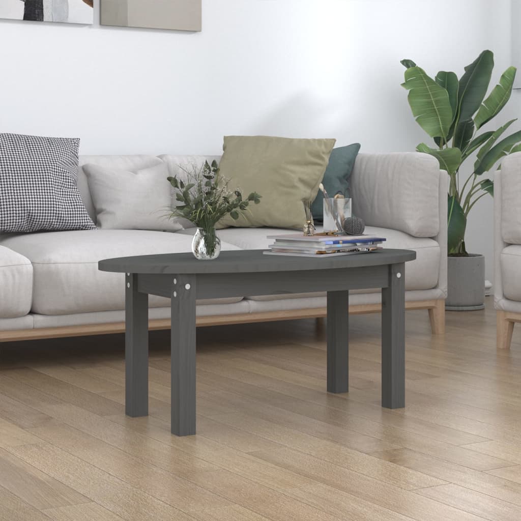 Coffee Table Grey 80x40x35 cm Solid Wood Pine