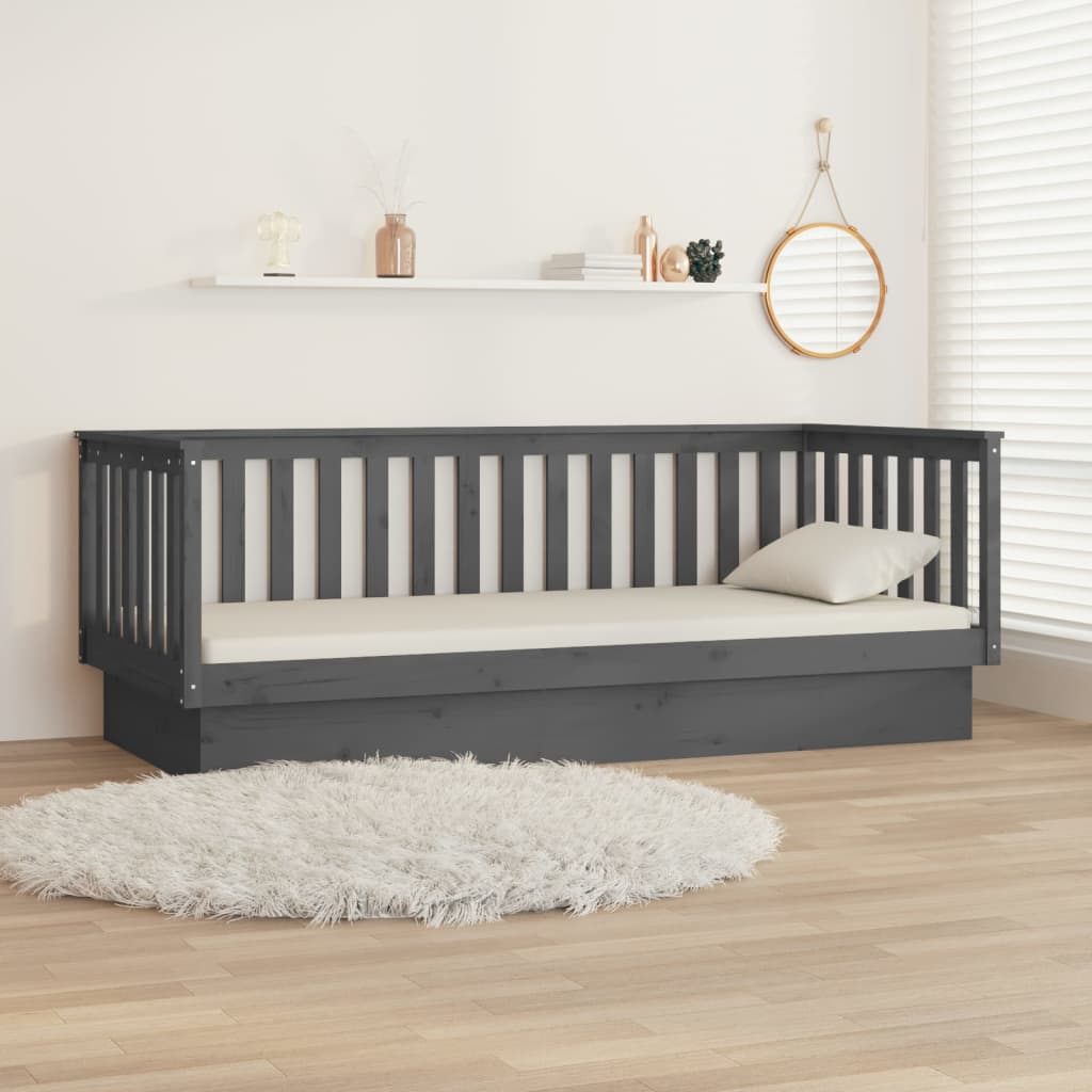 Day Bed without Mattress Grey 100x200 cm Solid Wood Pine