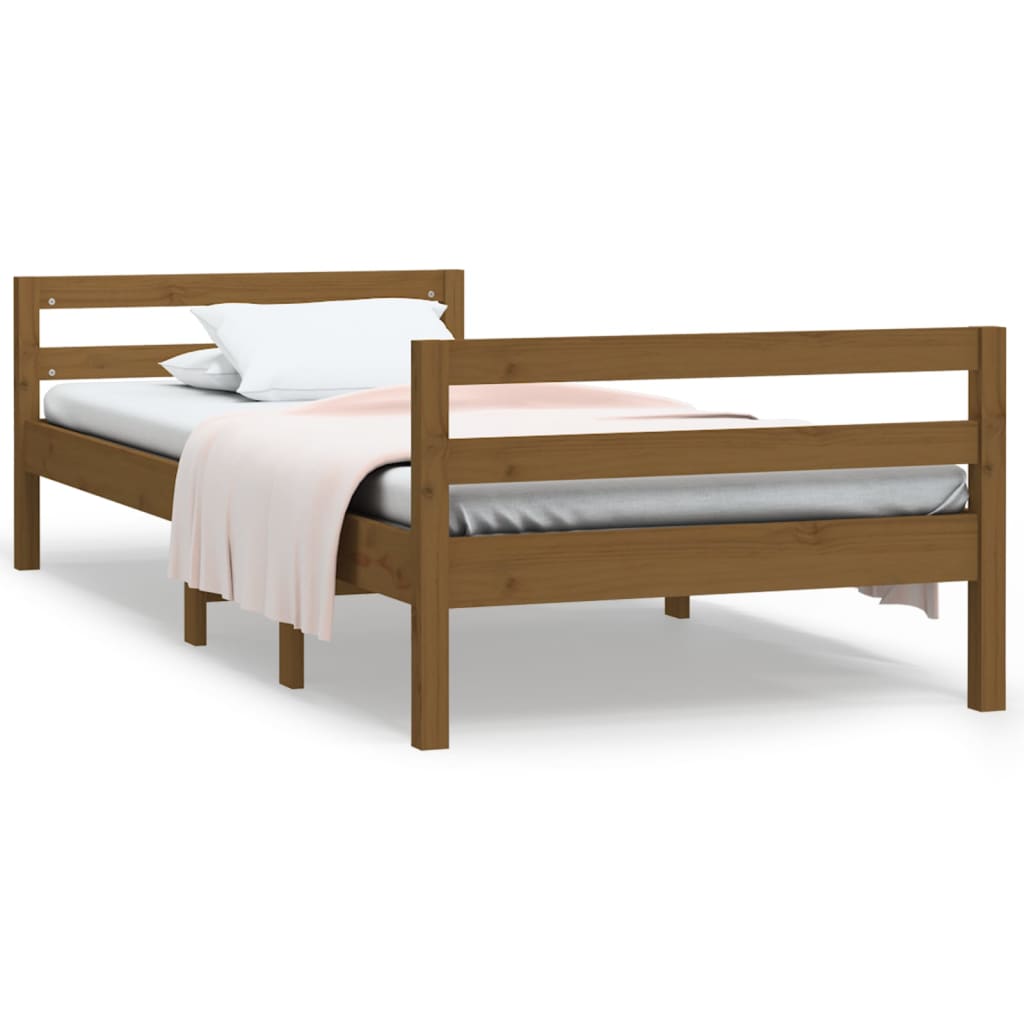 Bed Frame without Mattress Honey Brown 90x190 cm Single Solid Wood Pine