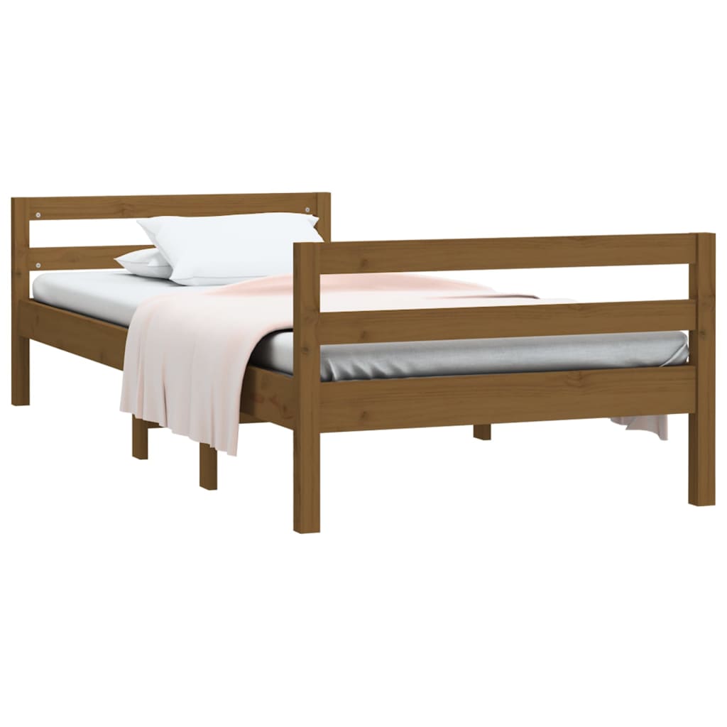Bed Frame without Mattress Honey Brown 90x190 cm Single Solid Wood Pine