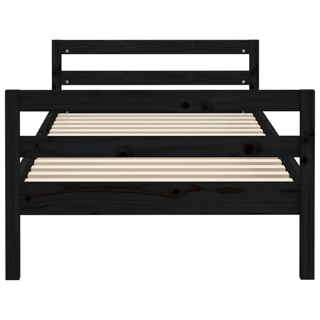 Bed Frame without Mattress Black 90x190 cm Single Solid Wood Pine