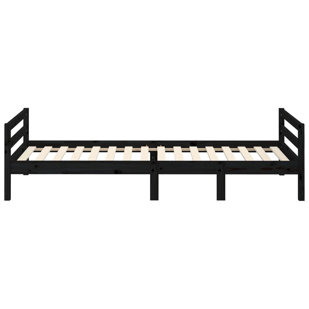 Bed Frame without Mattress Black 90x190 cm Single Solid Wood Pine