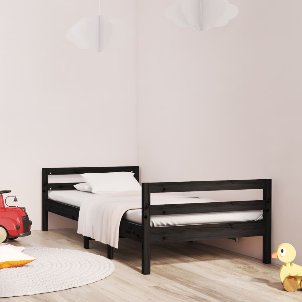 Bed Frame without Mattress Black 90x190 cm Single Solid Wood Pine