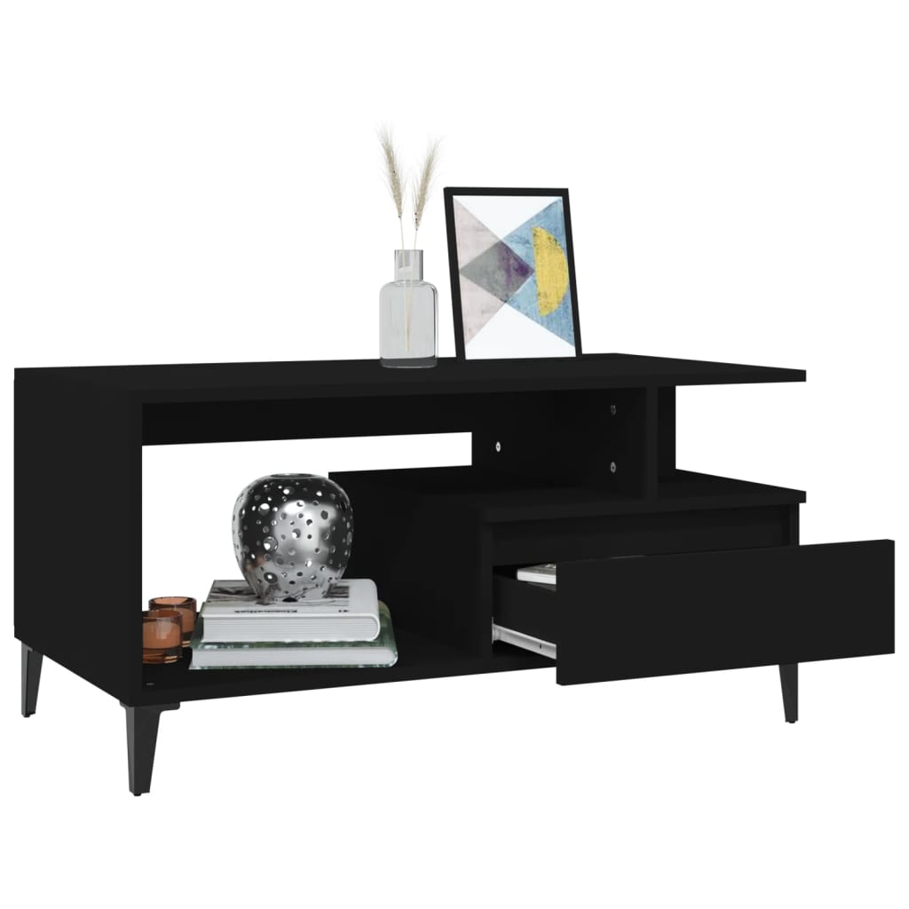 Coffee Table Black 90x49x45 cm Engineered Wood