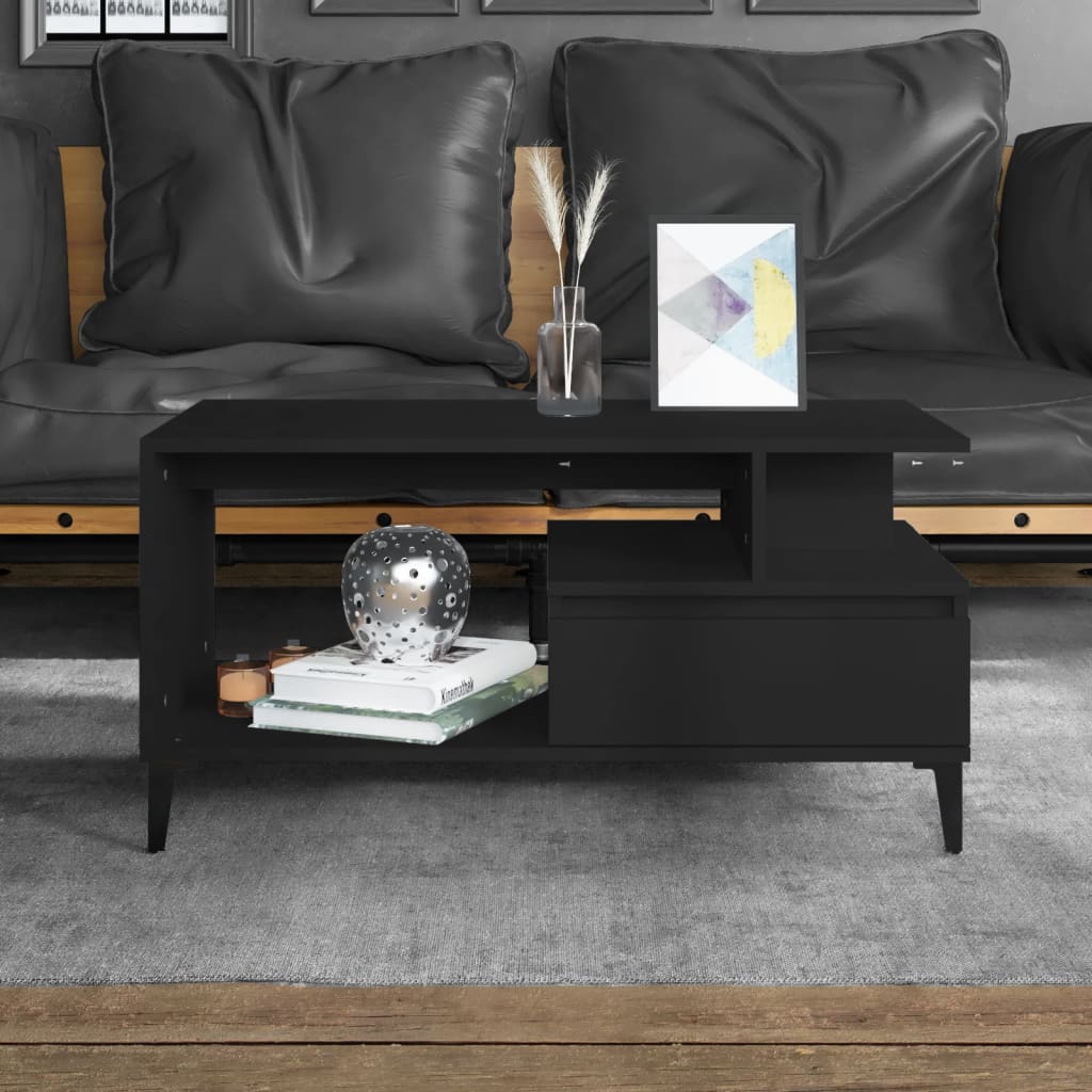 Coffee Table Black 90x49x45 cm Engineered Wood