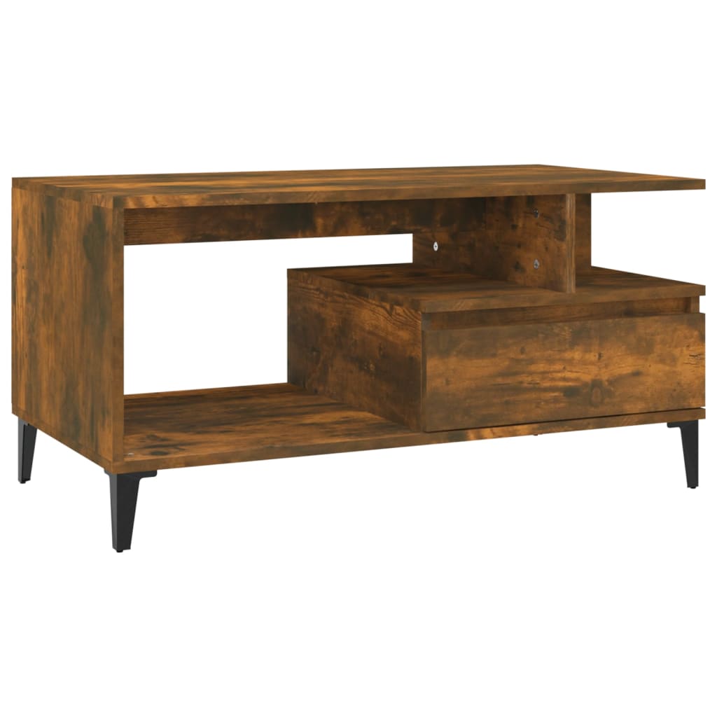 Coffee Table Smoked Oak 90x49x45 cm Engineered Wood