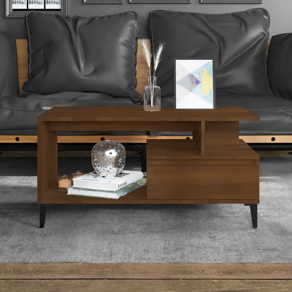 Coffee Table Brown Oak 90x49x45 cm Engineered Wood