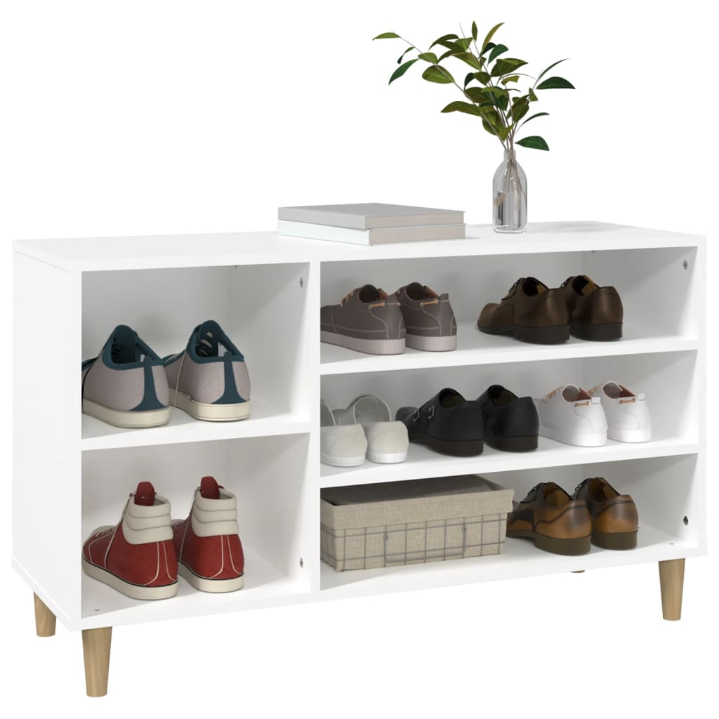 Modern Wooden Hallway Open Shoe Storage Cabinet Unit Organiser Wood Trainer Rack