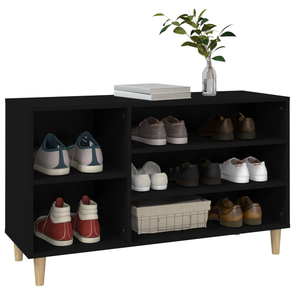 Modern Wooden Hallway Open Shoe Storage Cabinet Unit Organiser Wood Trainer Rack