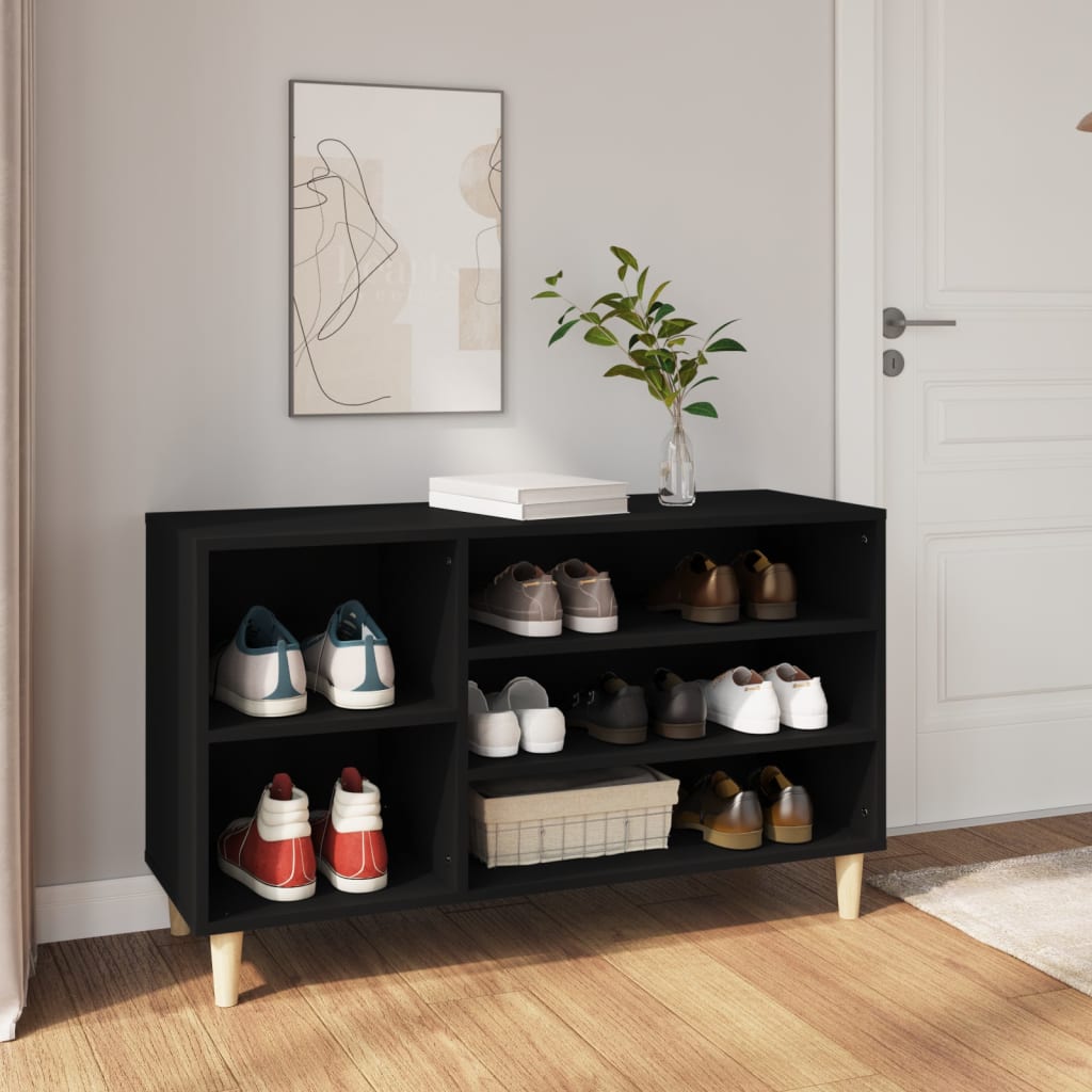 Modern Wooden Hallway Open Shoe Storage Cabinet Unit Organiser Wood Trainer Rack