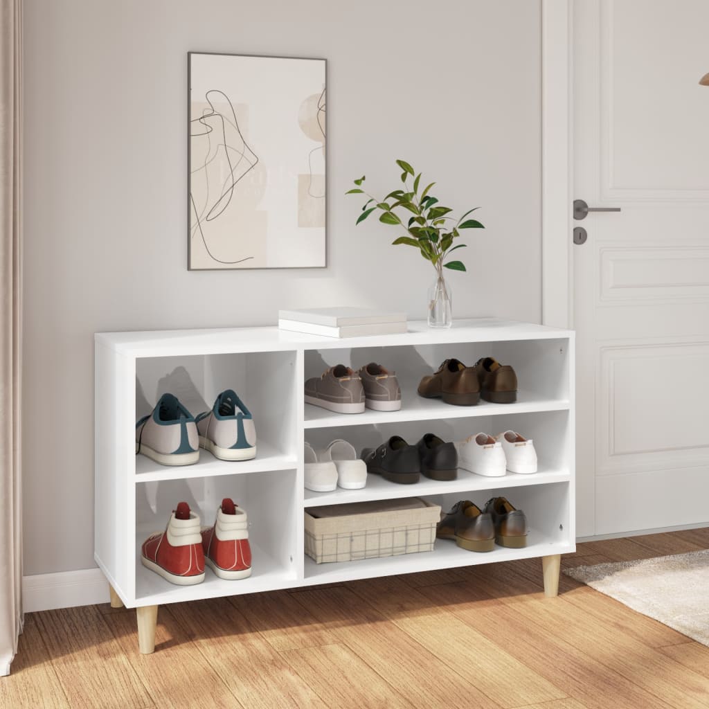 Modern Wooden Hallway Open Shoe Storage Cabinet Unit Organiser Wood Trainer Rack