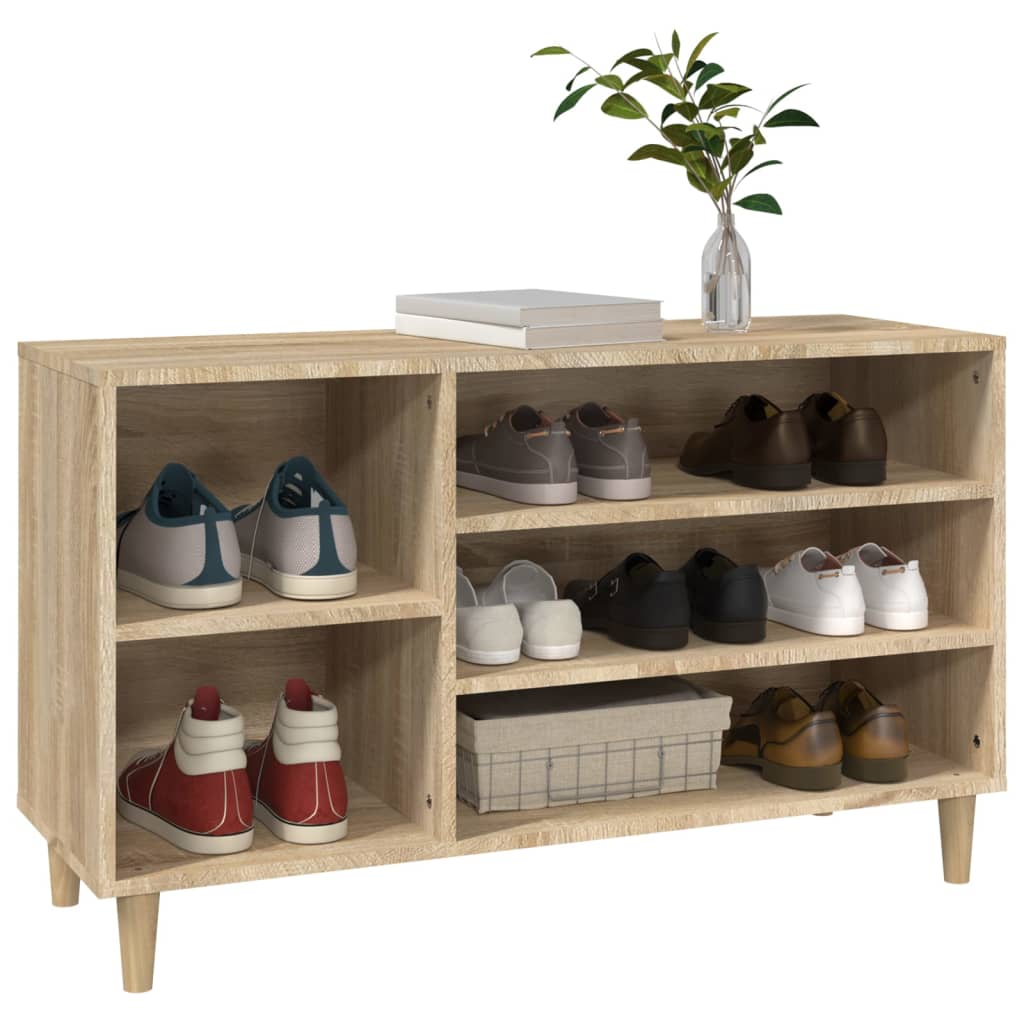 Modern Wooden Hallway Open Shoe Storage Cabinet Unit Organiser Wood Trainer Rack