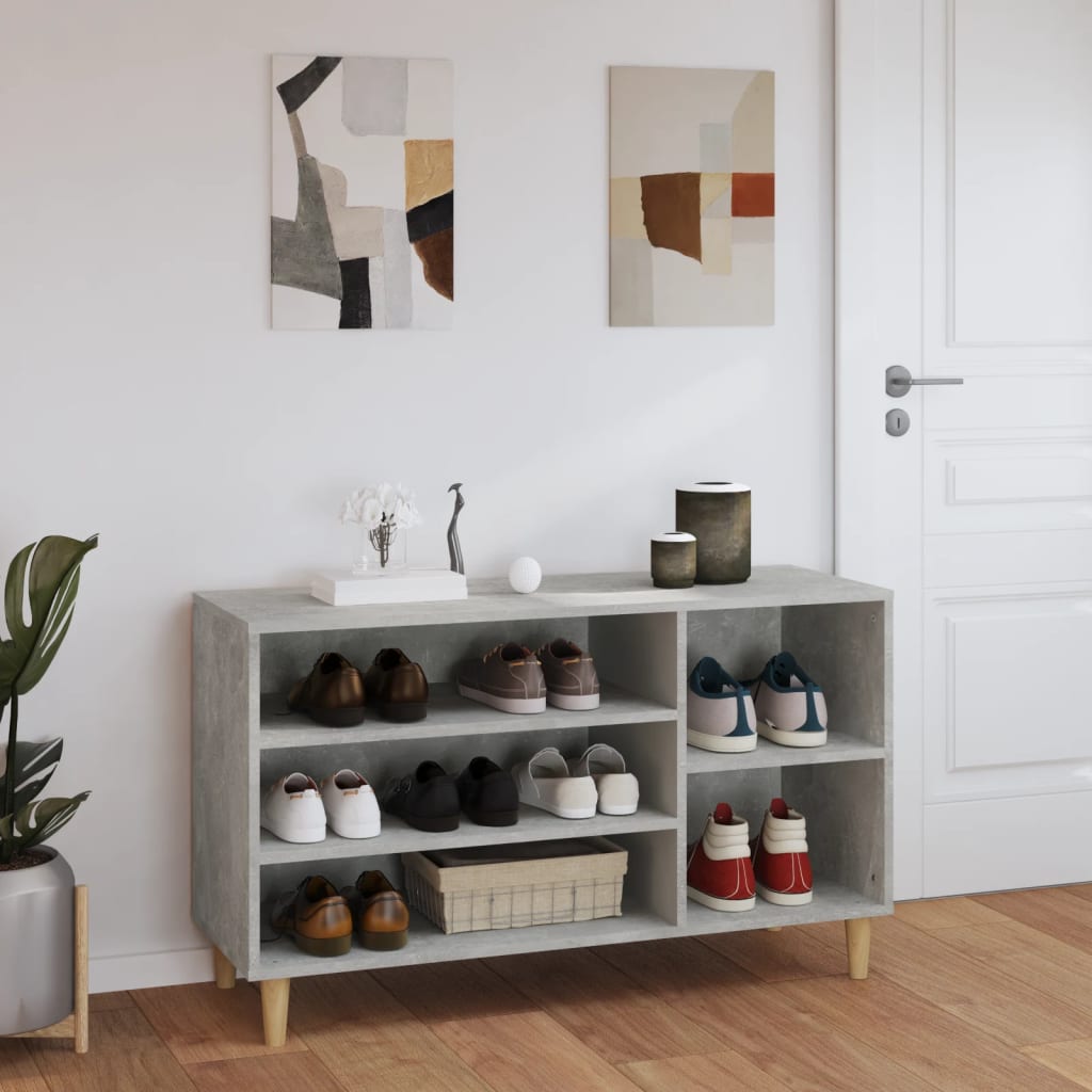 Modern Wooden Hallway Open Shoe Storage Cabinet Unit Organiser Wood Trainer Rack